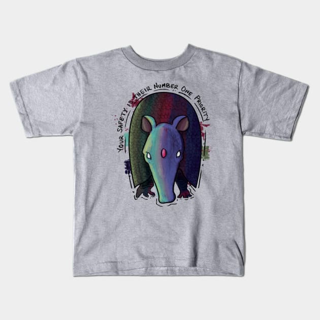 Safety Priority Armadillo Kids T-Shirt by 📼Creepe💀Paper🕶️